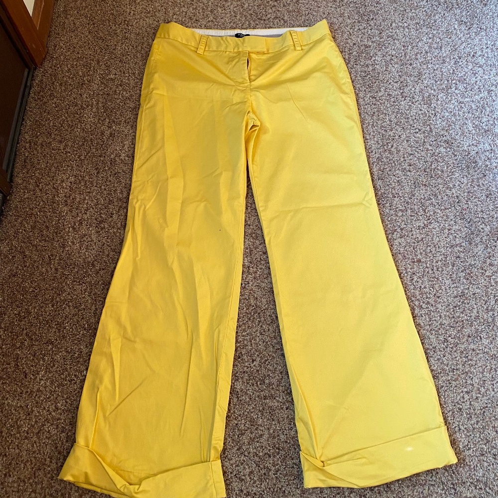 J CREW YELLOW TROUSER PANTS cuff 10 R Women
